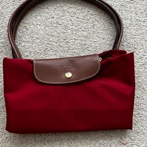 Longchamp Red and Brown Tote Bag
